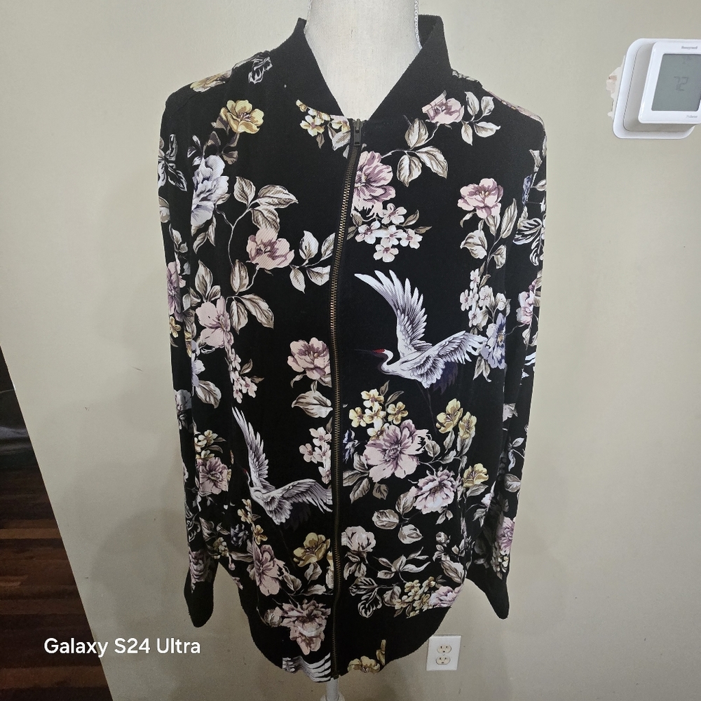 TORRID floral Black Bomber Jacket